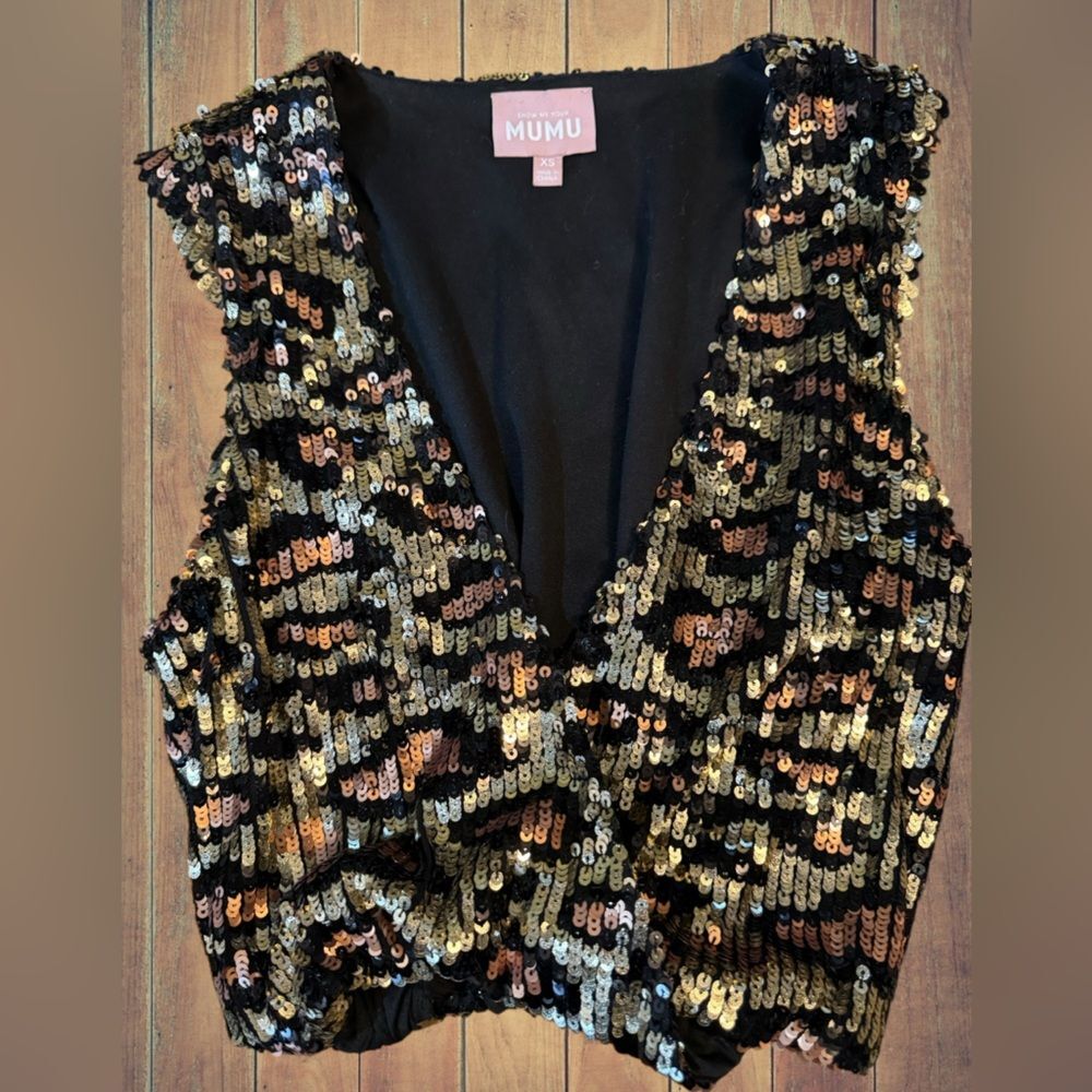 Show Me Your MuMu Eve Top In Party Cheetah Sequins - Picture 13 of 16